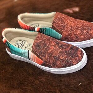 Serape Floral Leather Slip On Sneakers